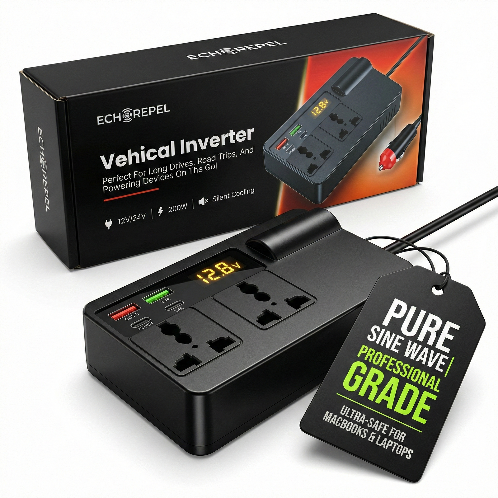 200W Pure Sine Wave Car Power Inverter