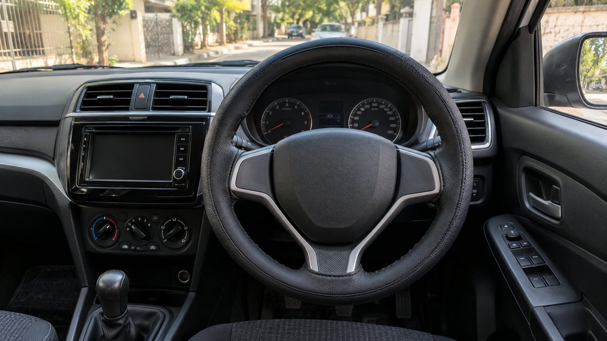 Fitted steering wheel rim cover with the centre pad left clear